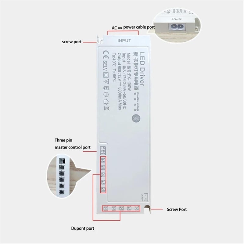 LED Cabinet Light Strip Transformer Power Supply Driver 12V 100W EU Plug - Image 3
